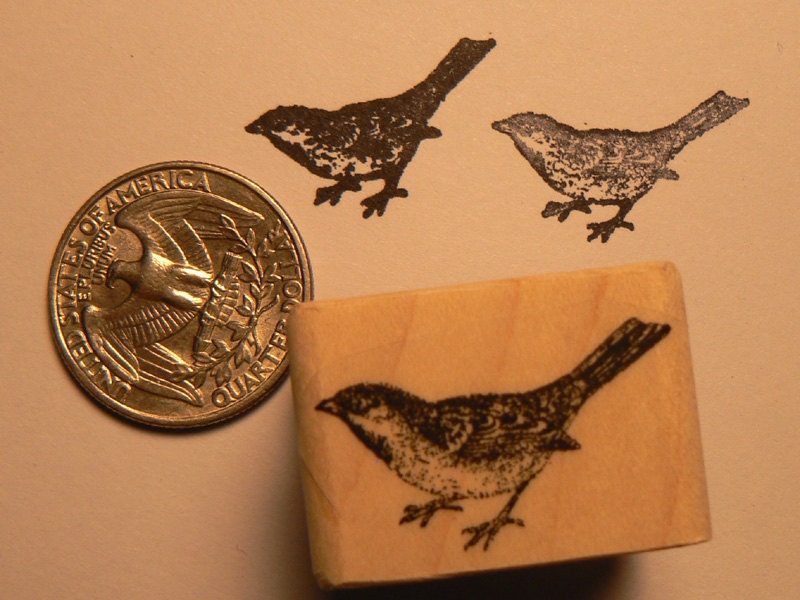 P24 Sparrow bird rubber stamp miniature