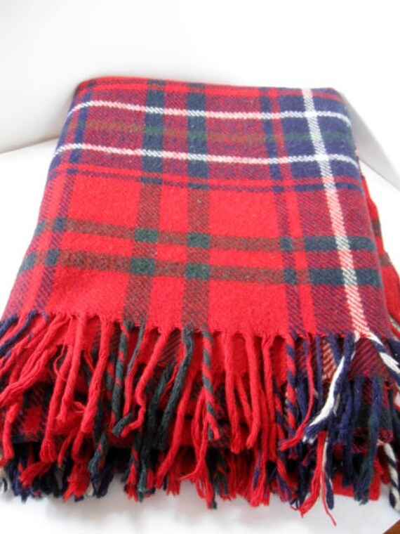 Vintage Wool Plaid Throw Blanket by jonscreations on Etsy