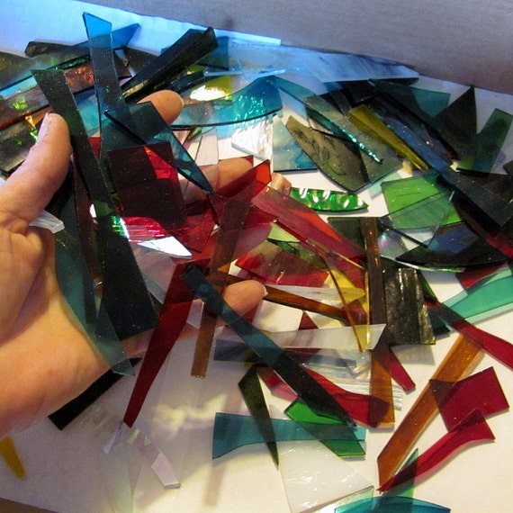 5 Pounds Stained Glass Scrap Pieces Shards Assorted Cathedral