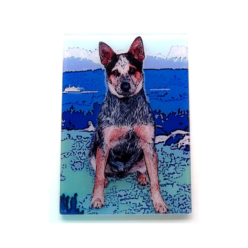 Blue Heeler glass cutting board blue heeler dog australian