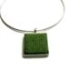 Knitting Jewelry: Square Necklace in Green on Silvered Base