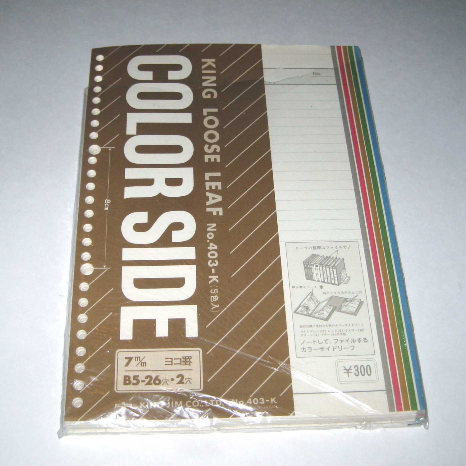 Vintage King Loose Leaf Notebook or Ledger Paper with Colored