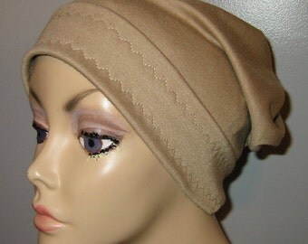 Camel Slouch Chemo Cap, Cancer Hat, Alopecia, Modest Hat,