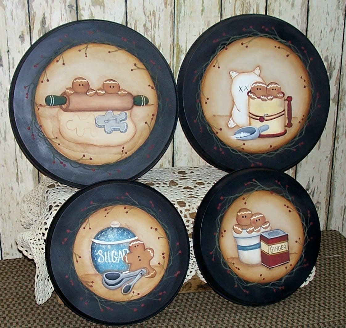 Gingerbread Stove Burner Covers Custom Hand Painted Primitive