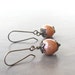 peach kazuri earrings, boho dangle earrings, rustic dangle earrings, sterling ear wires