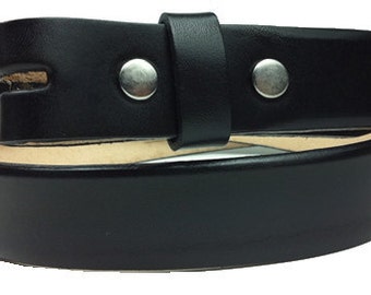 Narrow Black Leather Belt Strap- Black Snap On Belt - Removable - Mens Womens - 1 1/8" Width - 32 34 36 38 40 42 44 - 20+ OTHER STYLES AVAIL