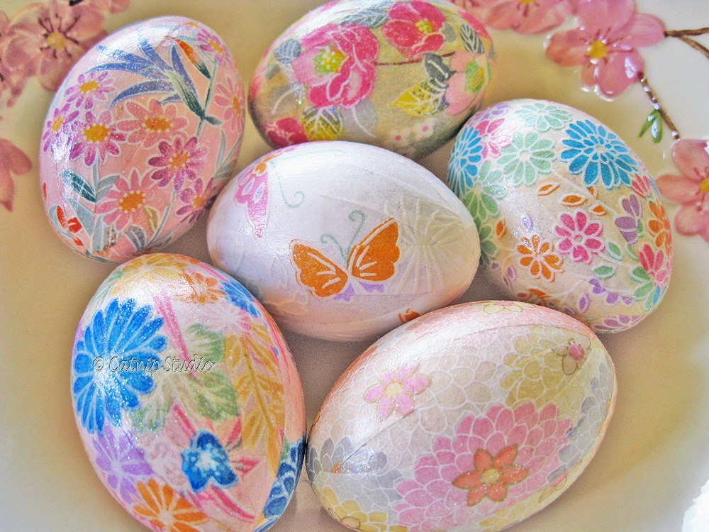 Pastel Easter Eggs Floral Easter Eggs origami by CatnipStudioToo