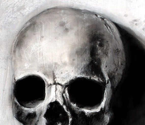 Items similar to Skull Art - Original Charcoal and Pastel Drawing