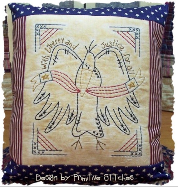 Crow Liberty-Primitive Stitchery  E-PATTERN by Primitive Stitches-Instant Download