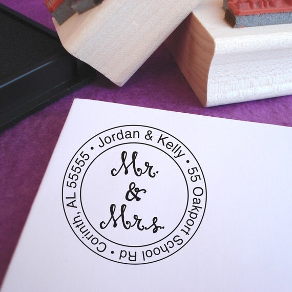 Mr. & Mrs. Customized Rubber Address Stamp by purplelemondesigns