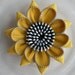 Yellow Sunflower Recycled Vintage Flower Brooch or Hair Clip