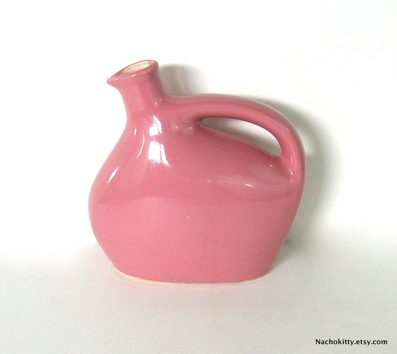 Liquor Bottle in Pink Ceramic Vintage Ladies Drink by BarnOwlGoods