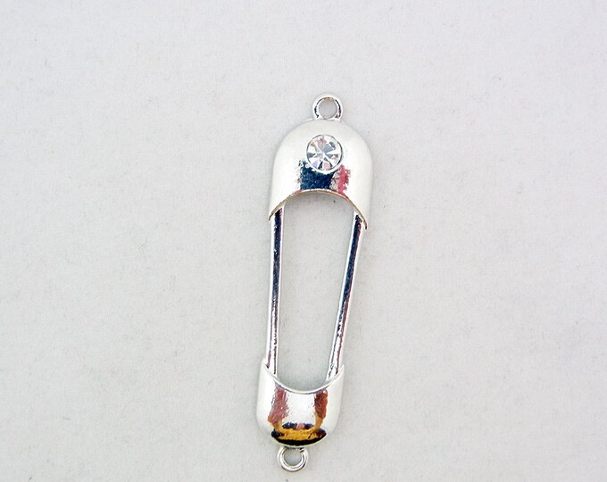 Silver-tone Safety Pin Connector Charm