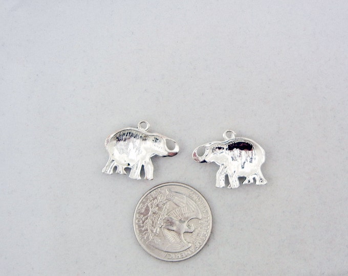 Pair of Small Antique Silver-tone Elephant Charms