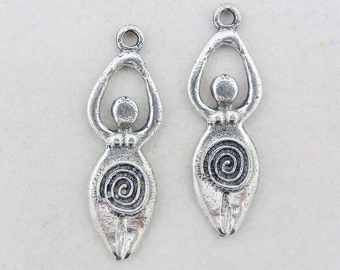 Pair of Pewter Celtic Goddess Charms