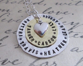 Grandma Necklace - Grandmother Jewelry - Circled In Love - hand stamped necklace - personalized jewelry - Personalized Necklace