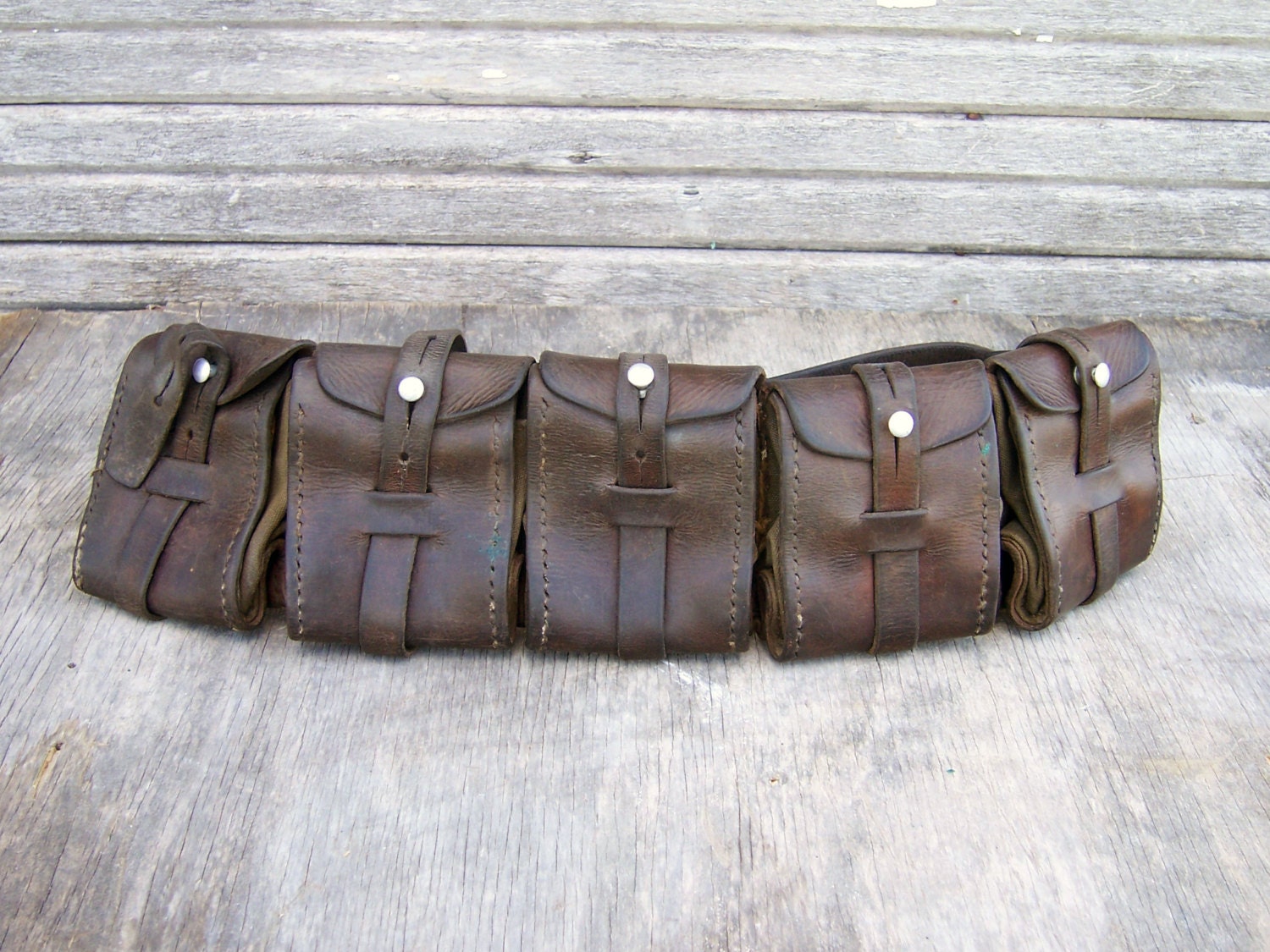 Vintage Leather Bandoleer Ammo Belt Steampunk Adventurer