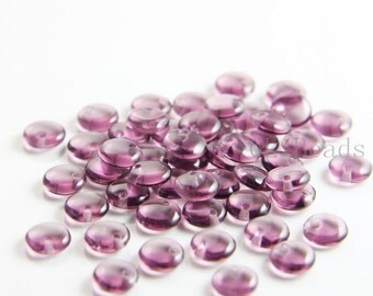 50pcs Czech Glass Beads - Lentils with One Hole - Amethyst 6mm (2006) (L-112)