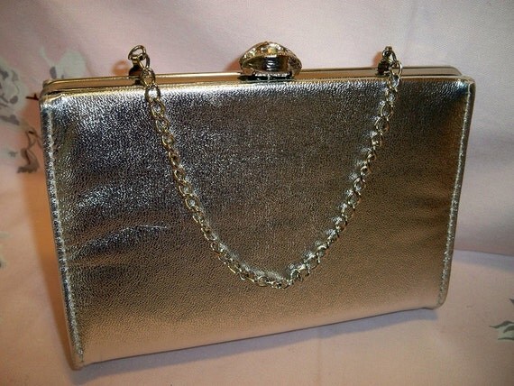 Vintage 1960s Silver Evening Bag Clutch Purse