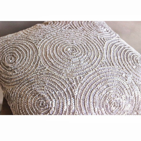 thehomecentric Designer Ivory Pillow Covers, 16"x16" Silk Throw