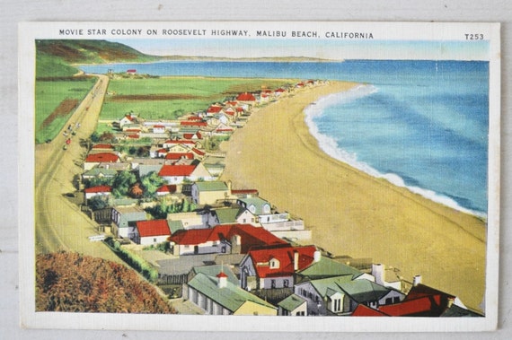 S Antique Postcardmovie Star Colony Malibu Beach