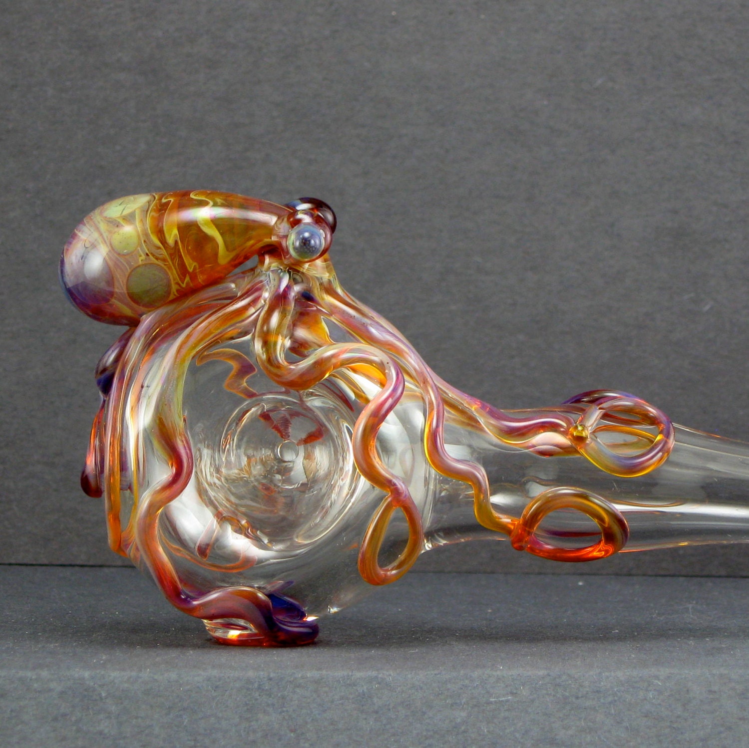 Octopus Pipe Glass Spoon Medium Hand Blown Thick by andromedaglass