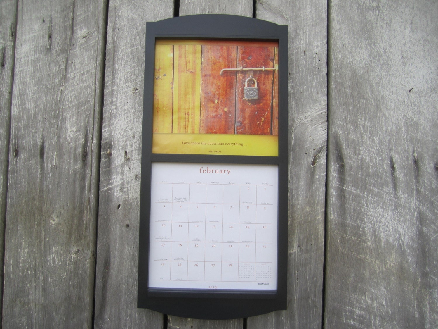 12 x 24 Calendar Holder Wooden Calendar Frame in