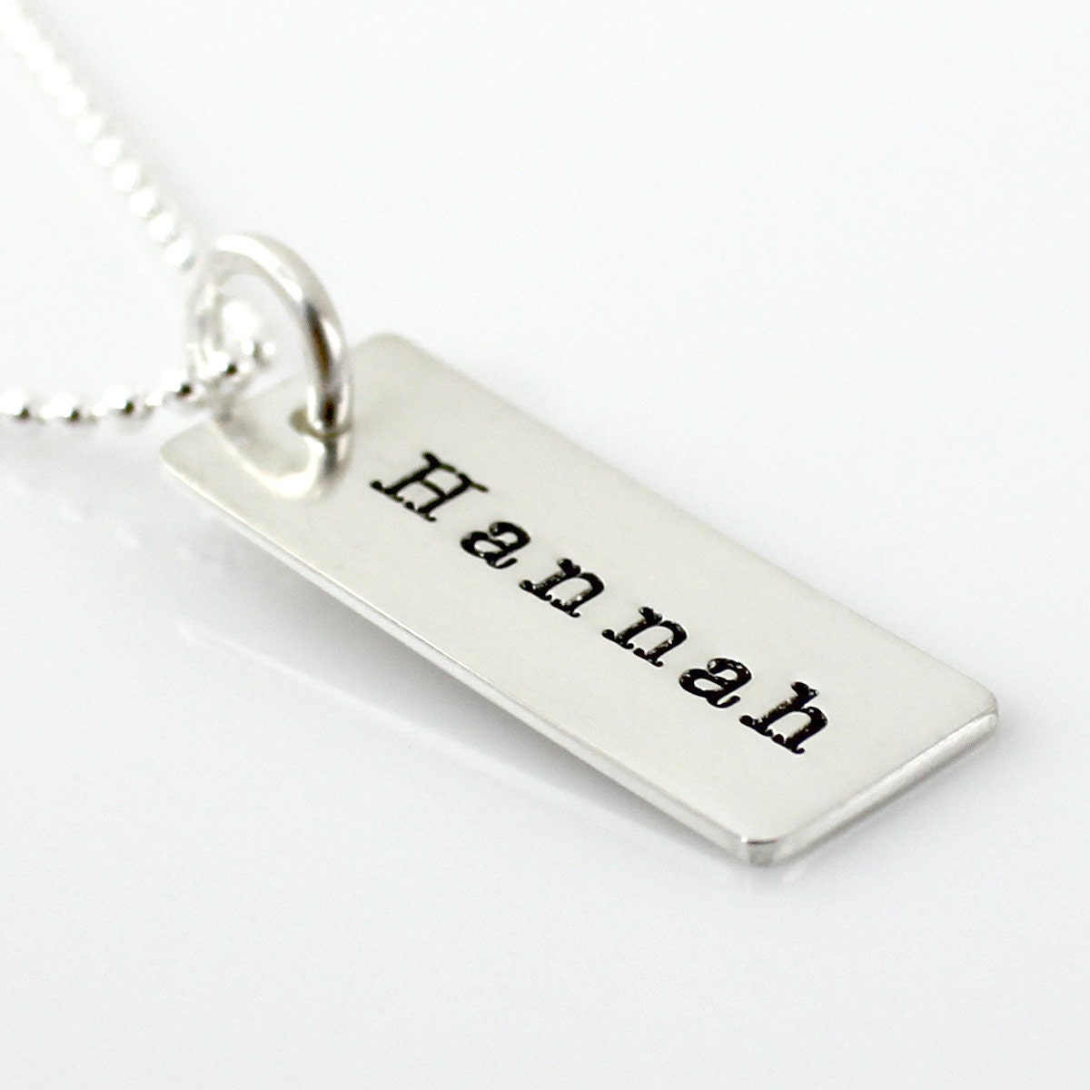 Name Tag Necklace hand stamped and personalized sterling