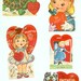 5 Vintage Kids Childrens School Die-Cut Valentines