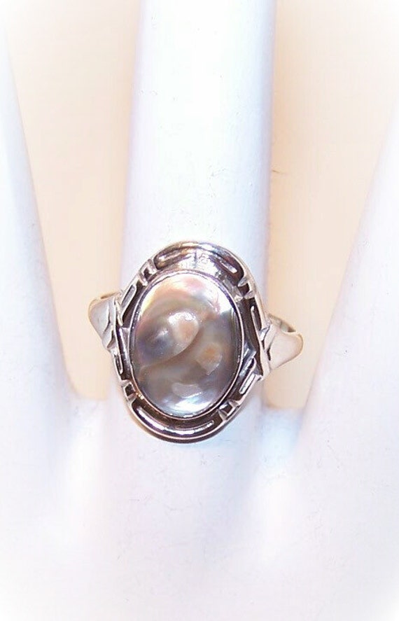 Vintage STERLING SILVER & Blister Pearl Ring