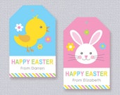 Easter Bunny and Chick Gift Tags Personalized Printable (Digital File) Il_170x135