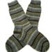 Socks - Hand Knit Men's Blue and Green Striped Socks