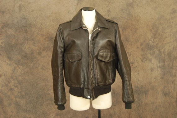 vintage 60s Schott IS674MS Flight Jacket Brown Leather