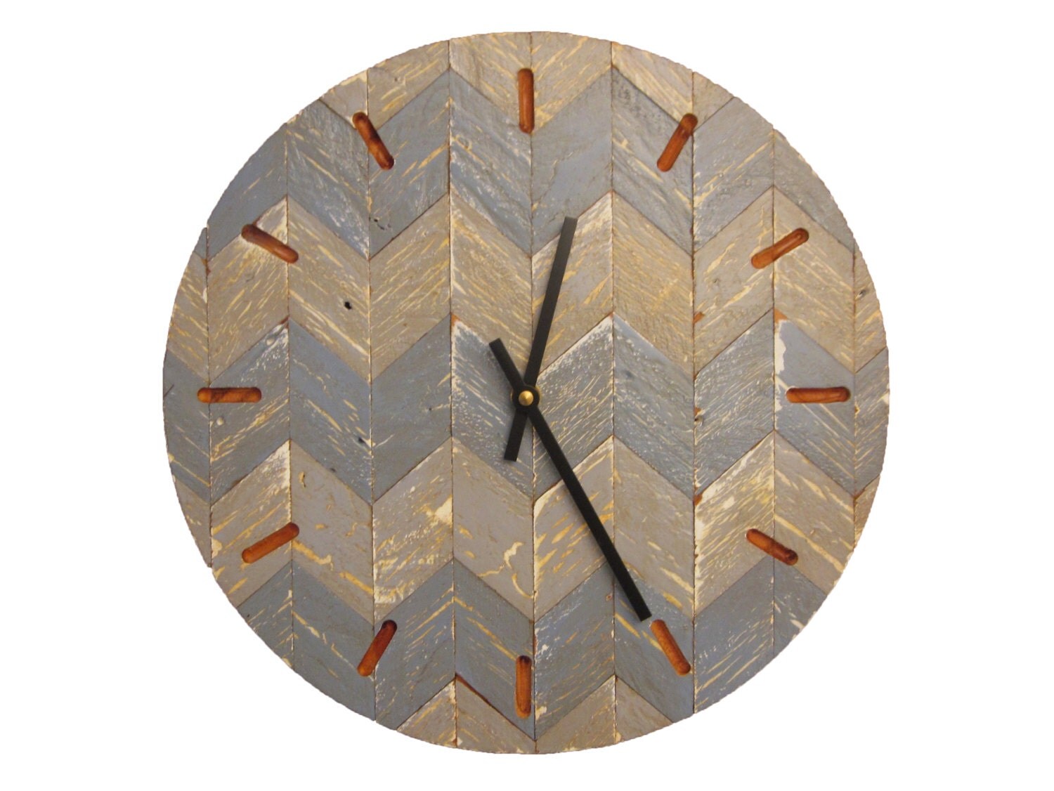 Distressed chevron wall clock by on Etsy