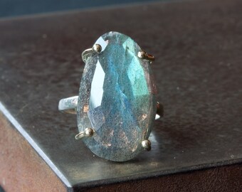 Labradorite Ring in 14kt Gold and Sterling Silver