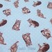 SALE - Kawaii Meow Polka Dots on Blue - Scrap 110cm/43"W x 65cm/25"L (ma0613)