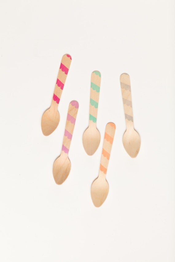 Party Scalloping -20 Wooden Ice Cream Spoons Il_570xn