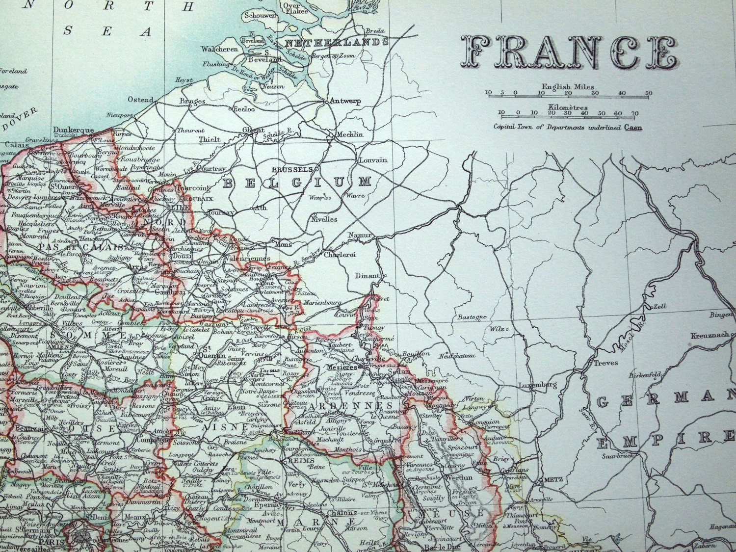 1890 Antique Map of France France Antique Map Antique