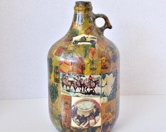 Vintage 1960s Decoupage Memory Jug