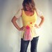 Yellow Tunic Top Pink Shirt Hippie Clothes Boho Clothing White Vintage Lace Eco Friendly Recycled T-Shirt Valentine's Hearts Medium 'NADIA'