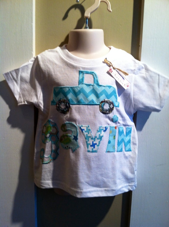 Personalized appliqué boy toddler t-shirt truck applique