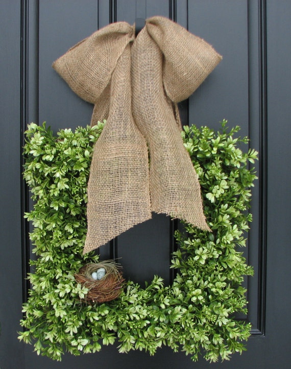 Wreaths Boxwood Wreath Square Wreath Spring by twoinspireyou