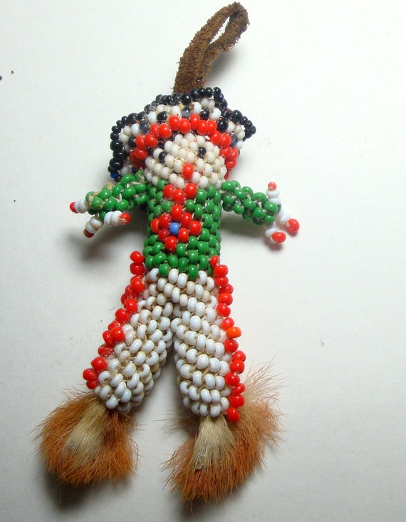 Zuni Native American Indian Hand Beaded Doll Fur Feet with