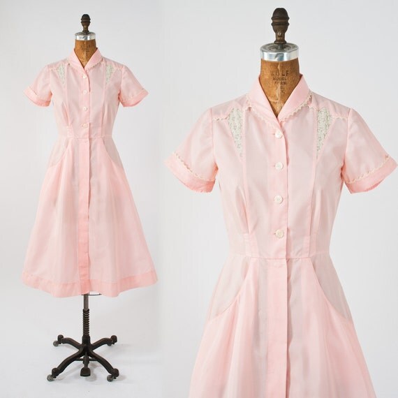 1950's Pink Waitress Uniform / Angelica Nylon by missfarfalla