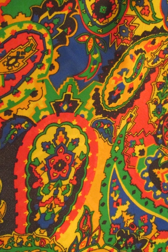 1980s Polyester Vibrant Print Lining Fabric 1 yard by rarefinds4u
