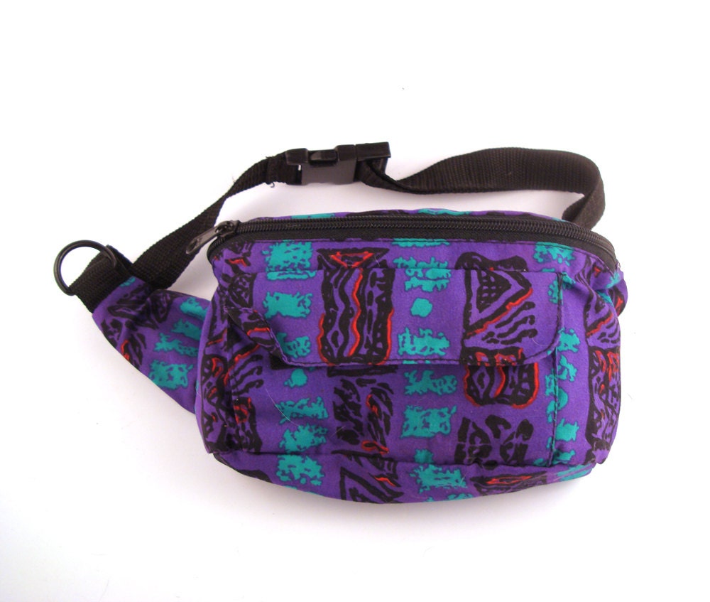 Fanny Pack Vintage 1980s Nylon Vegan Tribal Print