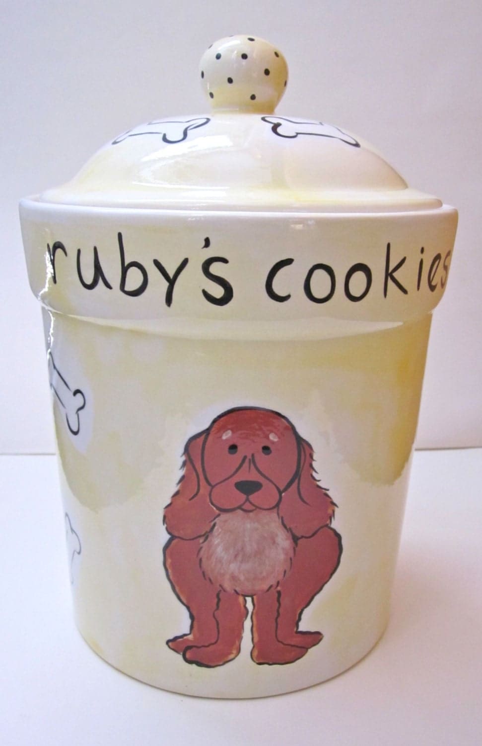 hand painted personalized ceramic dog treat jar