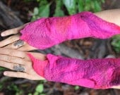 Felt Melted Hot Pink Fairy Pixie Wrist Cuffs Matching Bracelets With Pixie Points