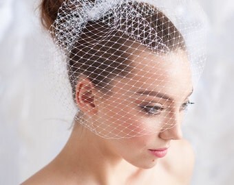 Birdcage veil , white birdcage veil, ivory birdcage veil, 9 inch birdcage veil -ready to ship - FREE SHIPPING*