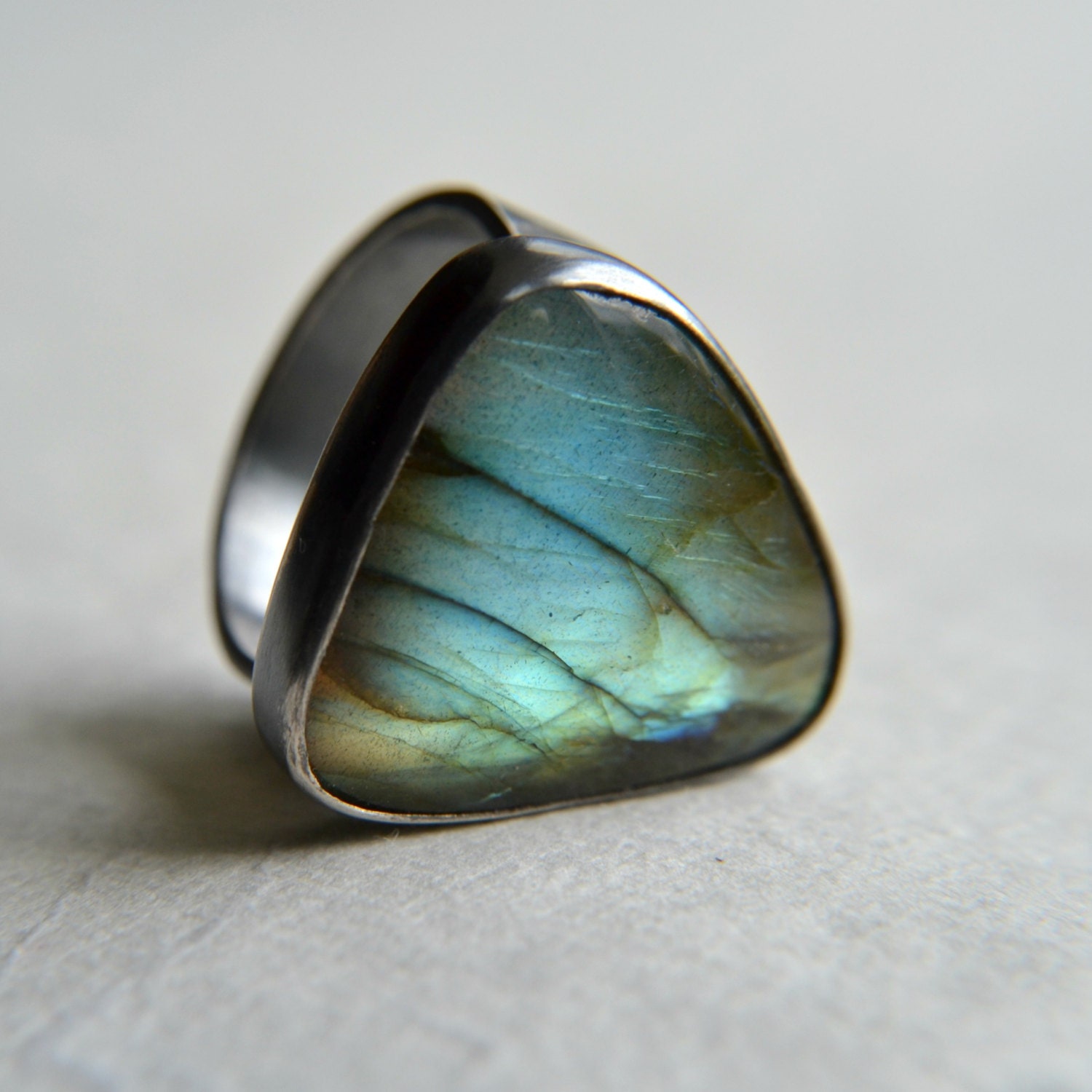 Labradorite ring metalwork jewelry oxidized sterling silver